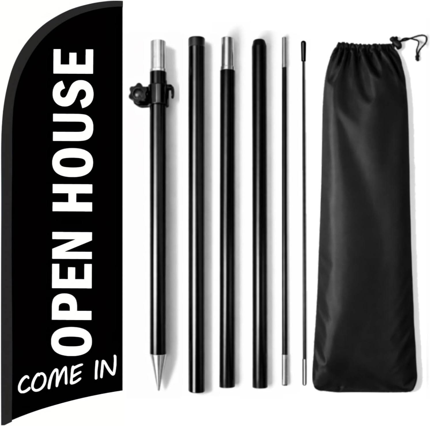 Open House Feather Flag for Business, 8.2FT Outdoor Advertising Swooper Banner with Pole and Ground Stake – Tear-Resistant Polyester Sign for Shops & Events