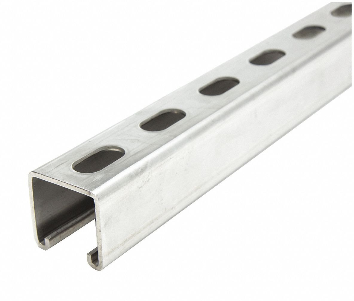 Strut Channel, 3 ft. L, 304 Stainlss Steel
