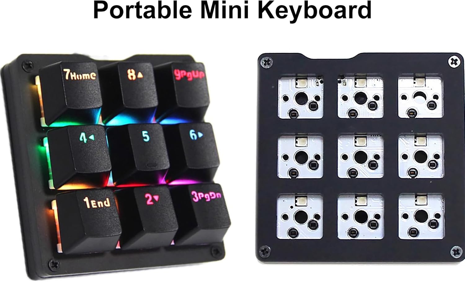Mechanical Numpad One Handed Gaming 24 Macro Programmable Setting Keypad Round keycap 9 Keys Fully Programmable Keys RGB Backlit Gaming Keyboard Electric Game Numpad for Windows/Mac Blue Switch
