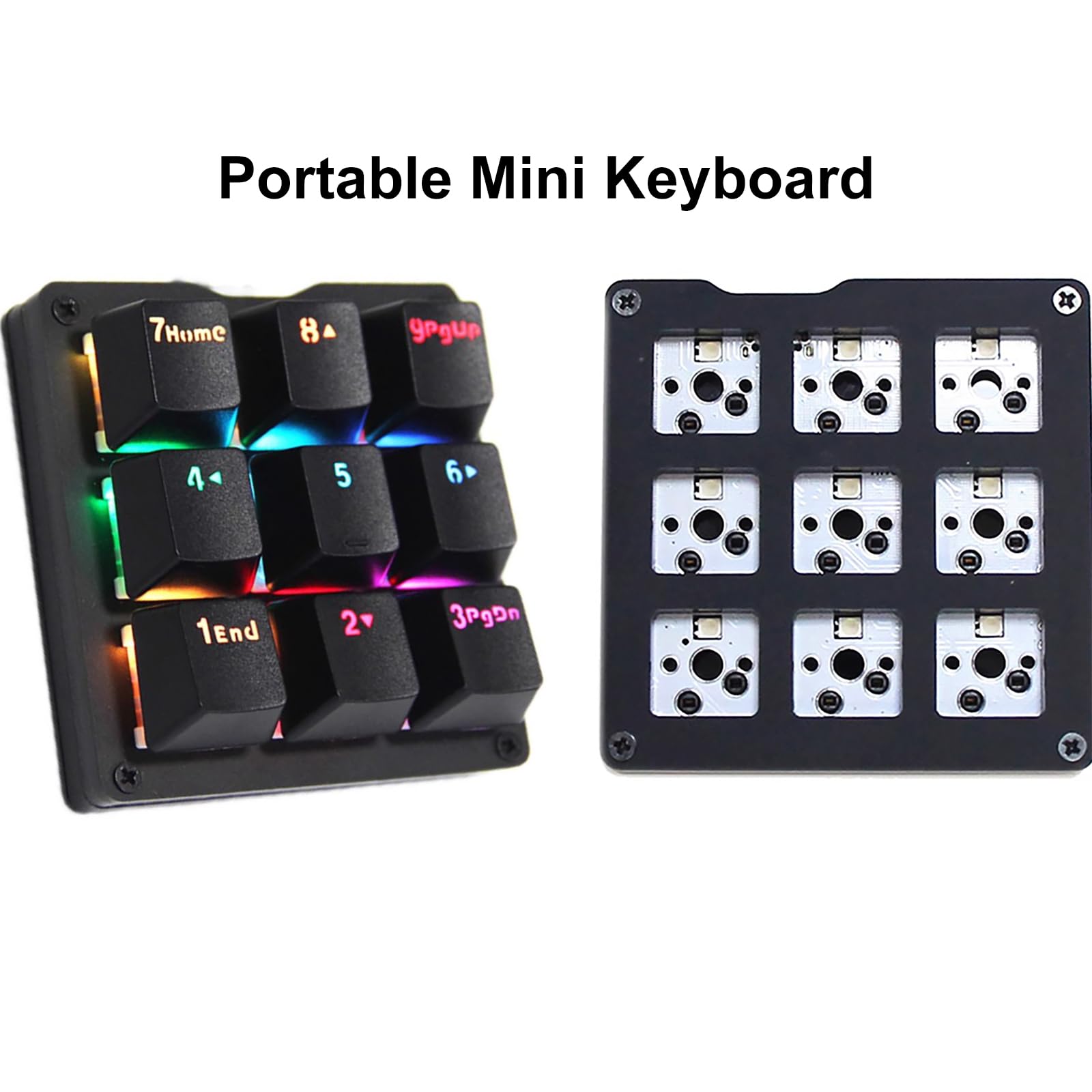 Pavé numérique mécanique à une main 24 réglages macro programmables Clavier rond 9 touches entièrement programmables Clavier de jeu rétroéclairé RVB pour Windows/Mac Interrupteur bleu
