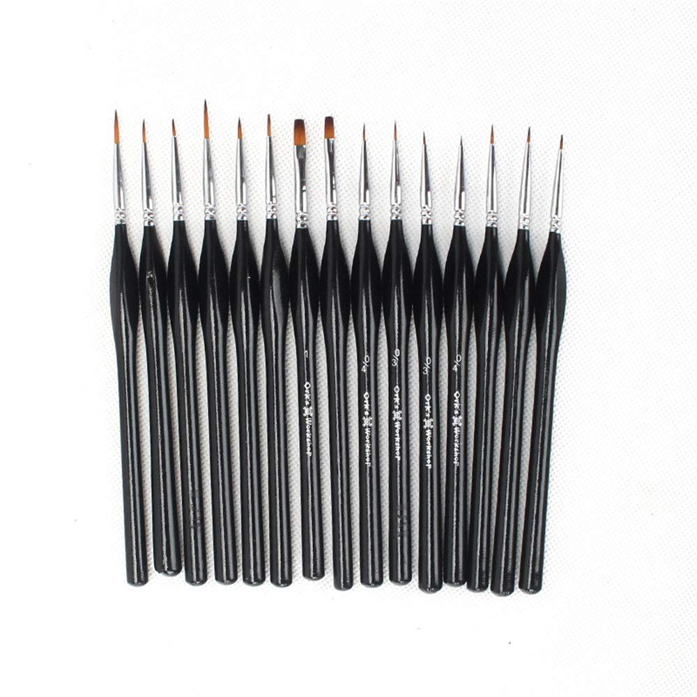 Juegos de Pinceles 15 Piezas Mini Pinturas Cepillo Conjunto Fino Detalle Pincel de for Acrílico Acuarela Pintura Línea Dibujo para Principiantes y Profesionales