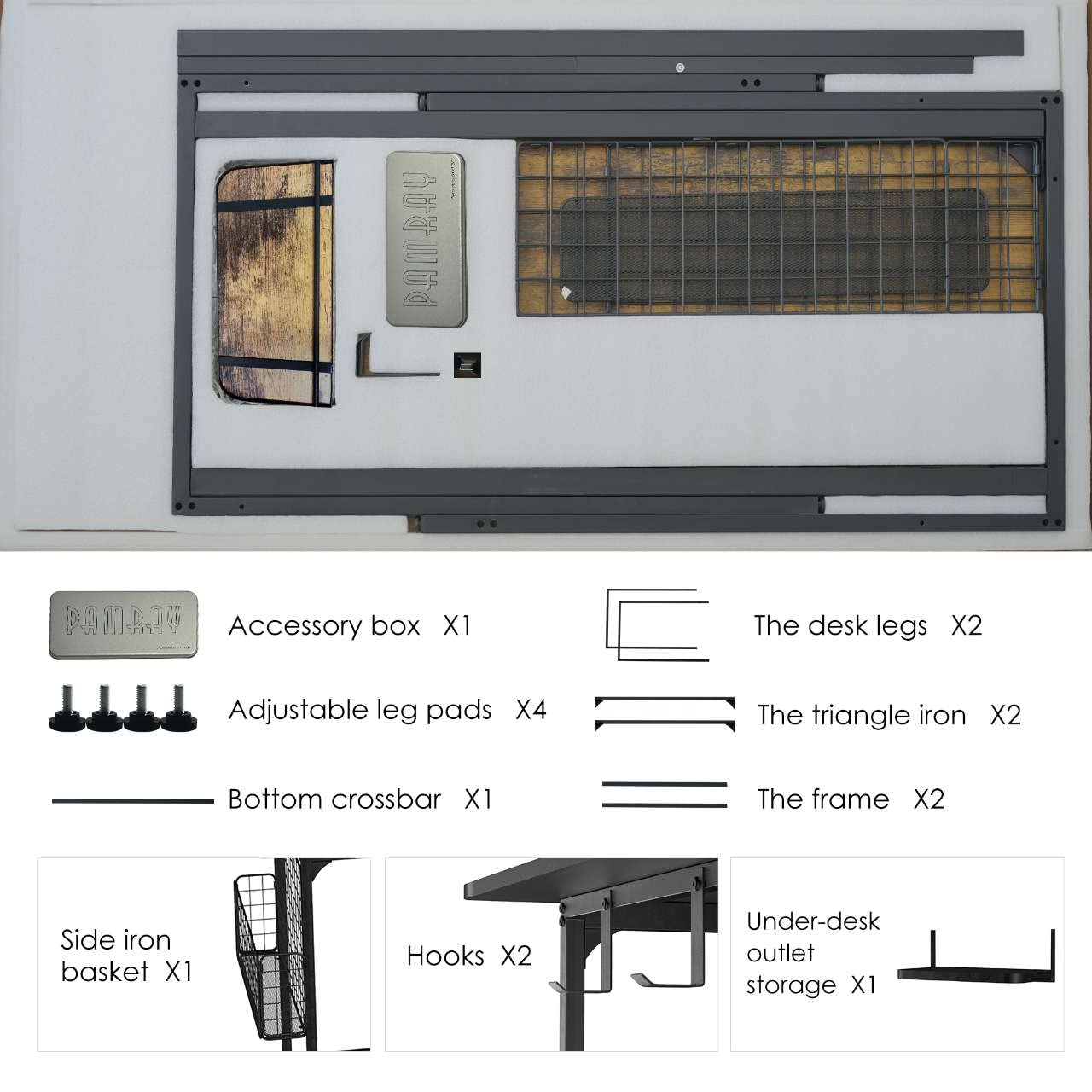 PAMRAY 32-55 inch Anti-Collision Rounded Corner Computer Desk with Cable Trough and Under-Desk Cable Management Simple Style for Home Office Work and Gaming