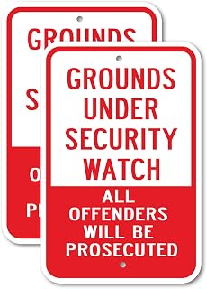 (2 Pack) Grounds Under Security Watch All Offenders Will Be Prosecuted | 12" X 18" Heavy-Gauge Aluminum Sign | Rust Free Aluminum, Weather Resistant, Waterproof, Fade Resistant, 2 Pre-drilled Holes