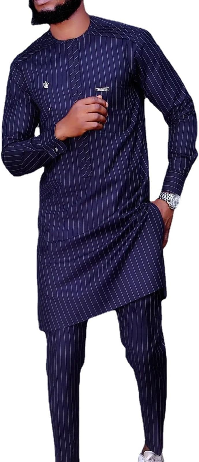 African Suits for Men Blazer and Pants 2 Piece Set Dashiki Outfits Ankara Attire for Wedding(Size:M) Blue