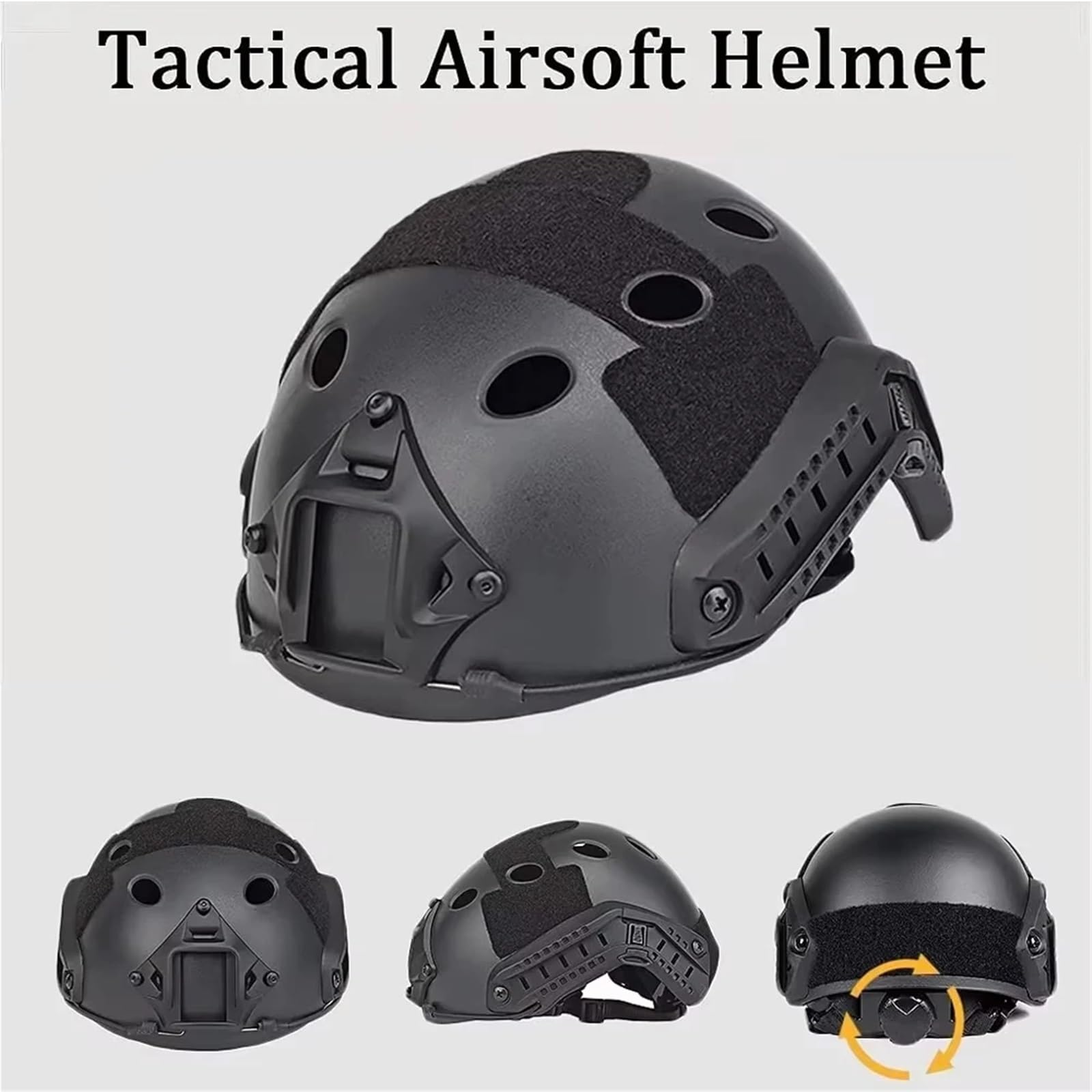 Set di casco tattico Airsoft Fast con cuffie tattiche, casco Airsoft in rete tagliata, copertura mimetica, equipaggiamento protettivo da caccia e combattimento