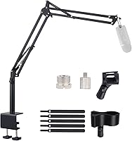 Vista 1 de Soporte de Micrófono con Brazo Articulado para Blue Yeti HyperX QuadCast SoloCast Yeti Nano Snowball SM7B Q2U Fifine K669B y Otros Micrófonos