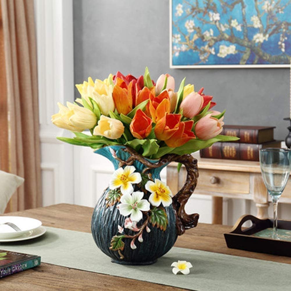 Vasen Vase aus Keramik, handgefertigt, robust, Wohnaccessoires, Büro, Restaurant, 26 x 20 x 29 cm, for Blumen Deko