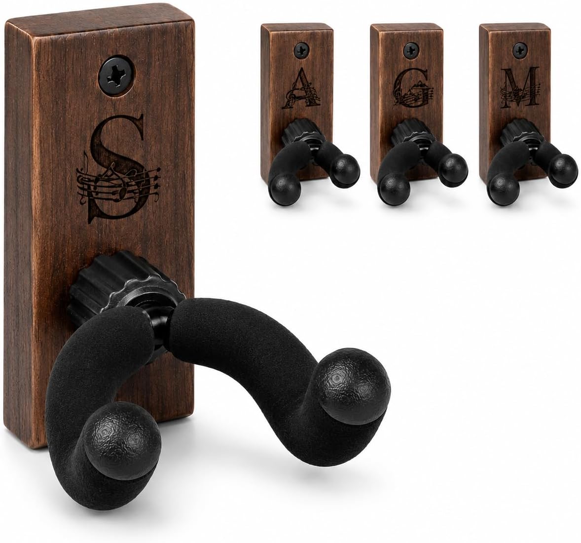 Guitar Gifts for Men, Personalized Engraved Wood Guitar Wall Mount,Guitar Hanger, Wall Stand for Acoustic & Electric Guitar, Bass, Violin & Ukulele (S)