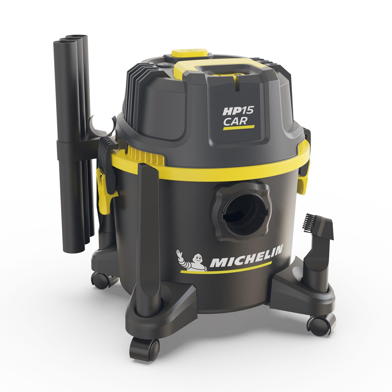 Michelin HP15 CAR Aspirapolvere Auto 15L 1200W - Secco Umido - Soffiaggio - Pulizia Filtro - Ruote Pivotanti - Kit Accessori Incluso
