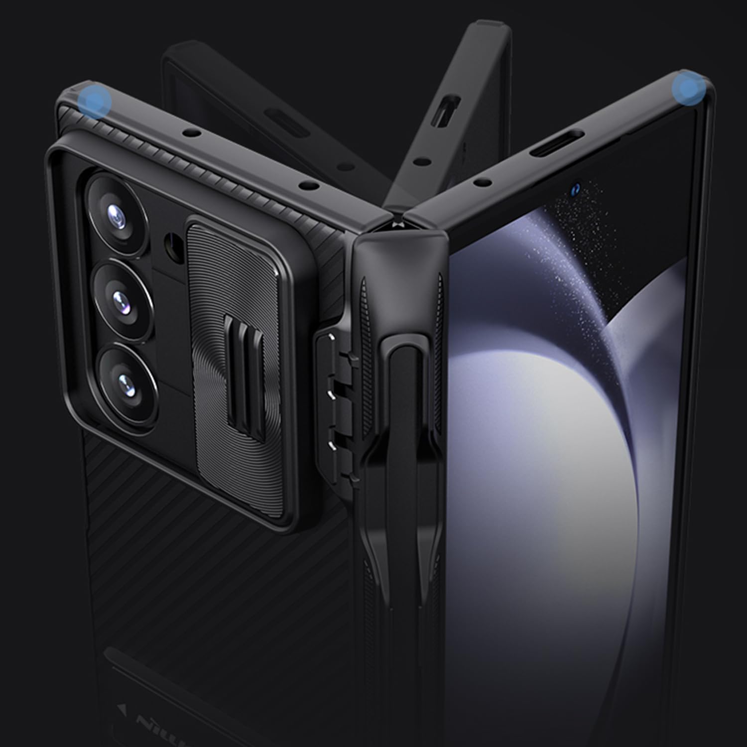 SaharaCase Raider Series Full-Body Case for Samsung Galaxy Z Fold6 - Anti-Slip Grip, Metal Camera Lens Frame, Four-Cornered Insulation Design, Wireless Charging Compatible (Scorpion Black)