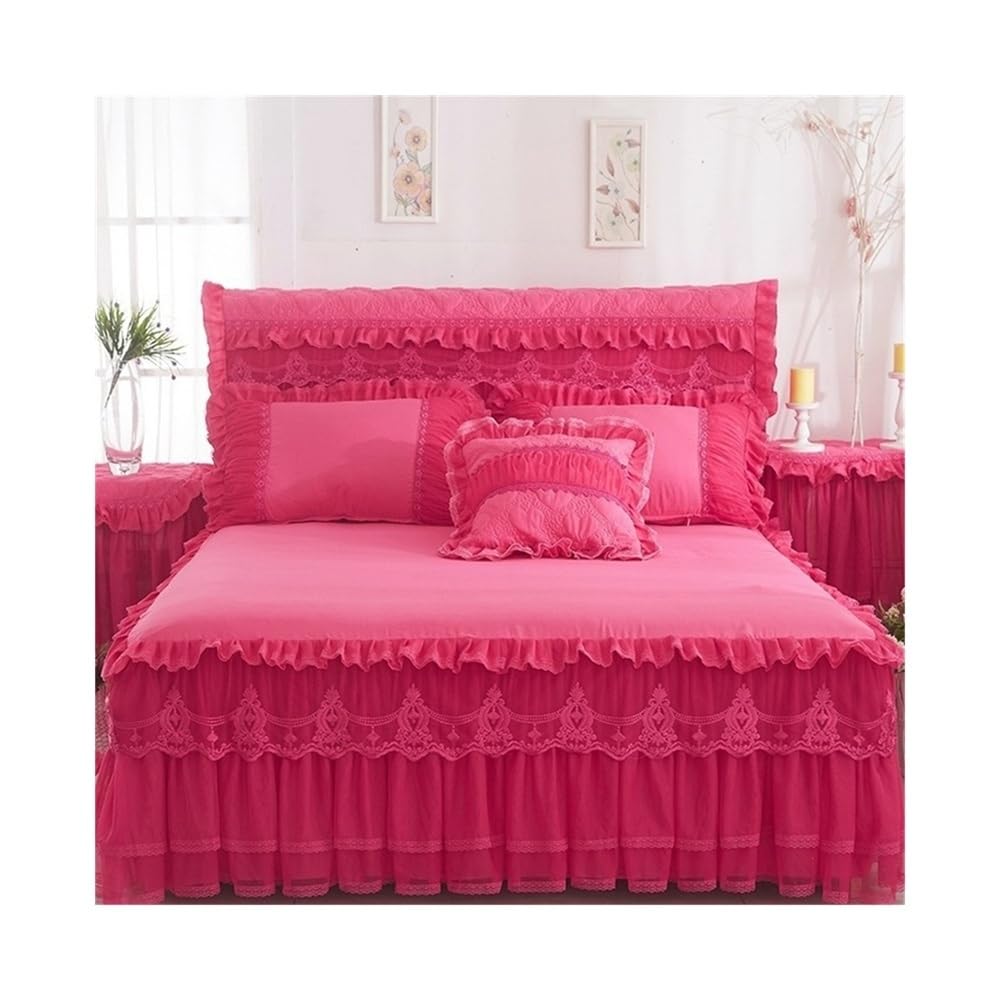 S5b8W3g7 Bedding set Lace Ruffled Bedding Set Chic Princess, 1 Piece Bedspread with 2 Pillowcases Home Textile