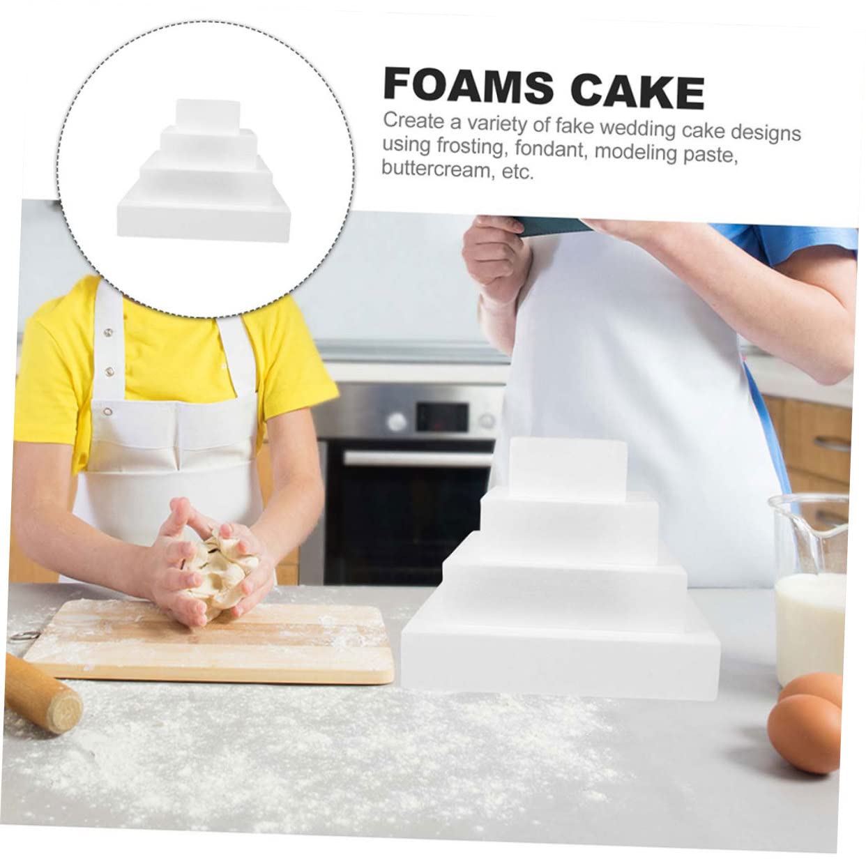 4piezas Modelos De Pastel De Cuadrada Accesorios Multifuncionales para Decoración De Tartas Práctica para Bodas y Fiestas Altura De Incluye