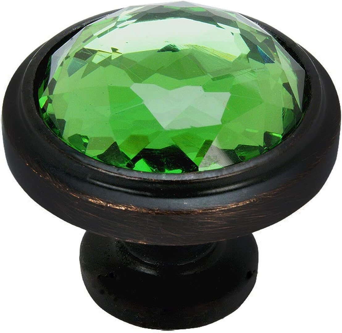 Review Discount 20 Pack - Cosmas 5317ORB-EM Oil Rubbed Bronze Cabinet Hardware Round Knob with Emerald Glass - 1-1/4 Diameter
