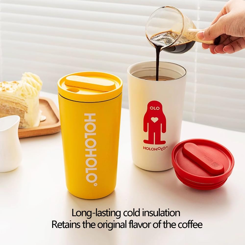 Kubki termos dziewczyny kubek do kawy 400 ml duża pojemność kubek Stanley ze stali nierdzewnej ceramiczna wkładka kempingowe kubki do kawy szerokie usta design kompaktowe przenośne kubki