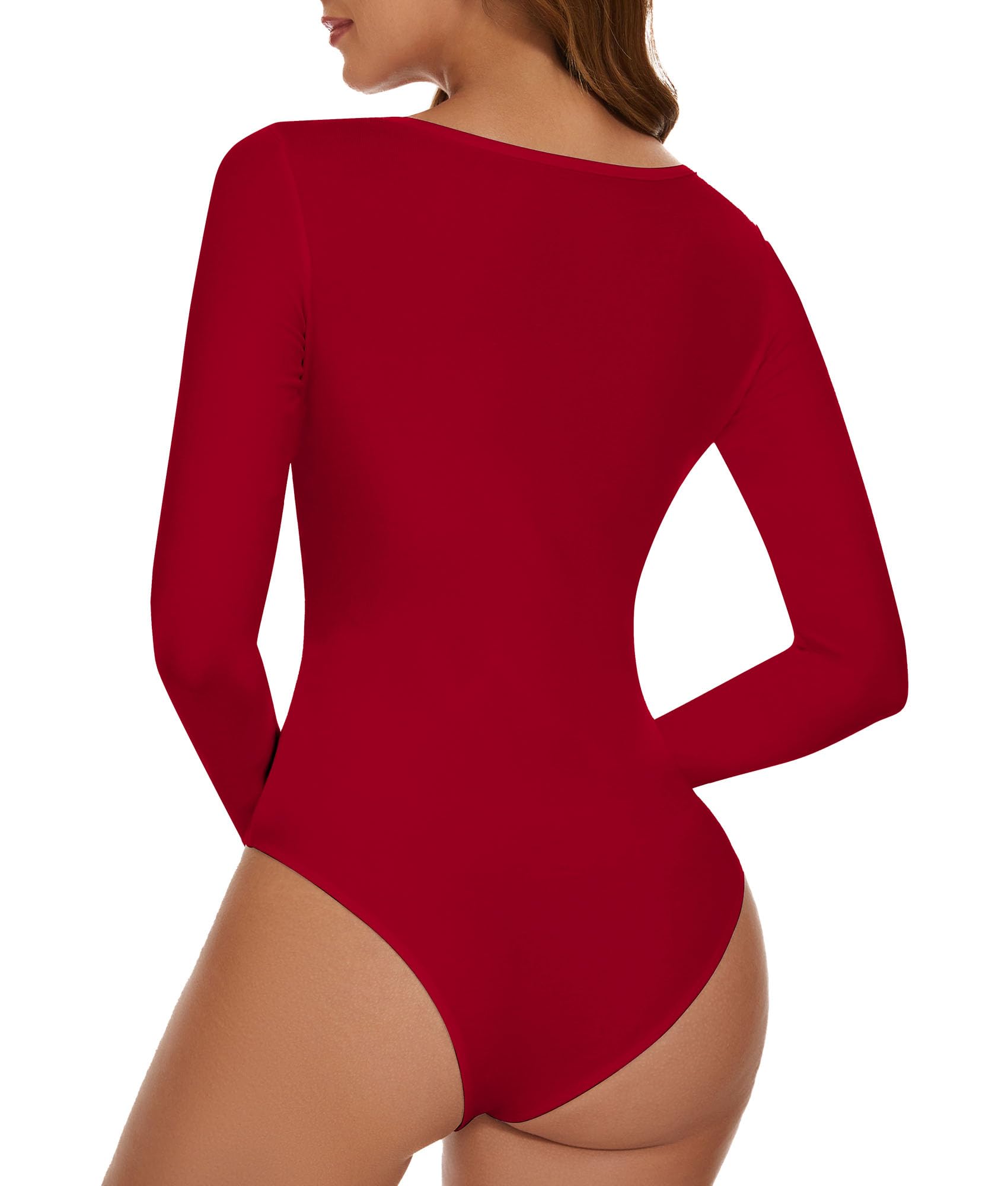 SHAPERIN Body para Mujer Manga Larga Cuello Cuadrado Bodysuit Tshirt Sexy Square Neck Jumpsuit Top