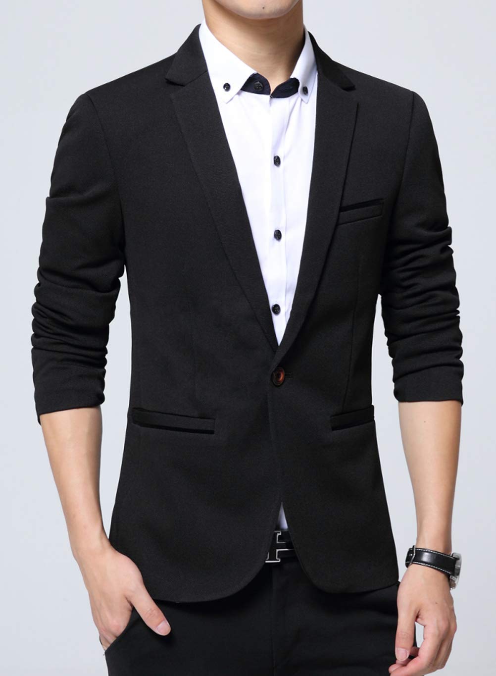 Blazer Casual da Uomo Jacket Giacca Casual Elegante Slim Fit Giacca con Un Bottone Giacca Uomo Blazer Giacche