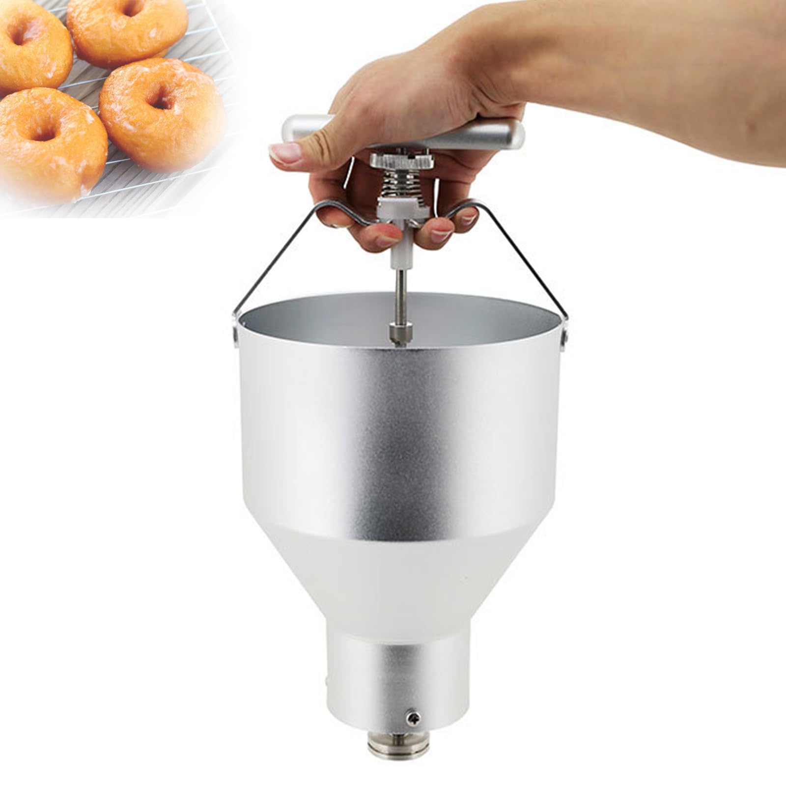 Machine à fabriquer Beignets Manuelle, Distributeur Beignets Acier Inoxydable de 3 L avec Support, 6 épaisseurs réglables, déposant de Beignets Commercial, Outil Cuisson pâtisserie gâteaux
