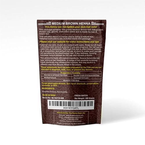 Miniatura 8 de Tintura de henna para cabello y barba 100  natural y libre de químicos The Henna Guys Paquete de 1 Marrón medio