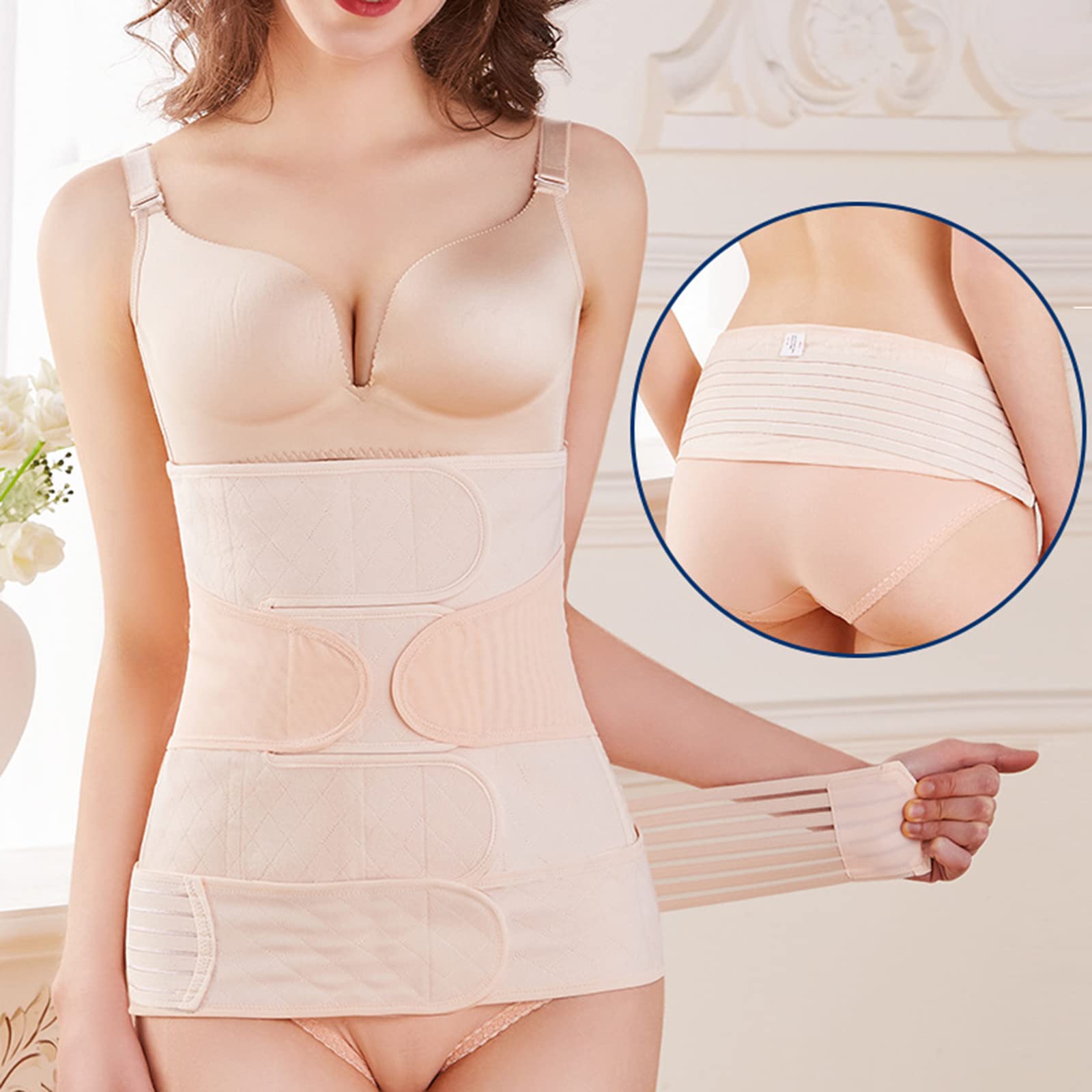2 en 1 Postparto Vientre Envoltura Cintura Pelvis Cinturón C-sección Natural Nacimiento Espalda Soporte Faja Postparto Recuperación Cinturón Abdominal Binder Postparto Esencial,2XL,Natural