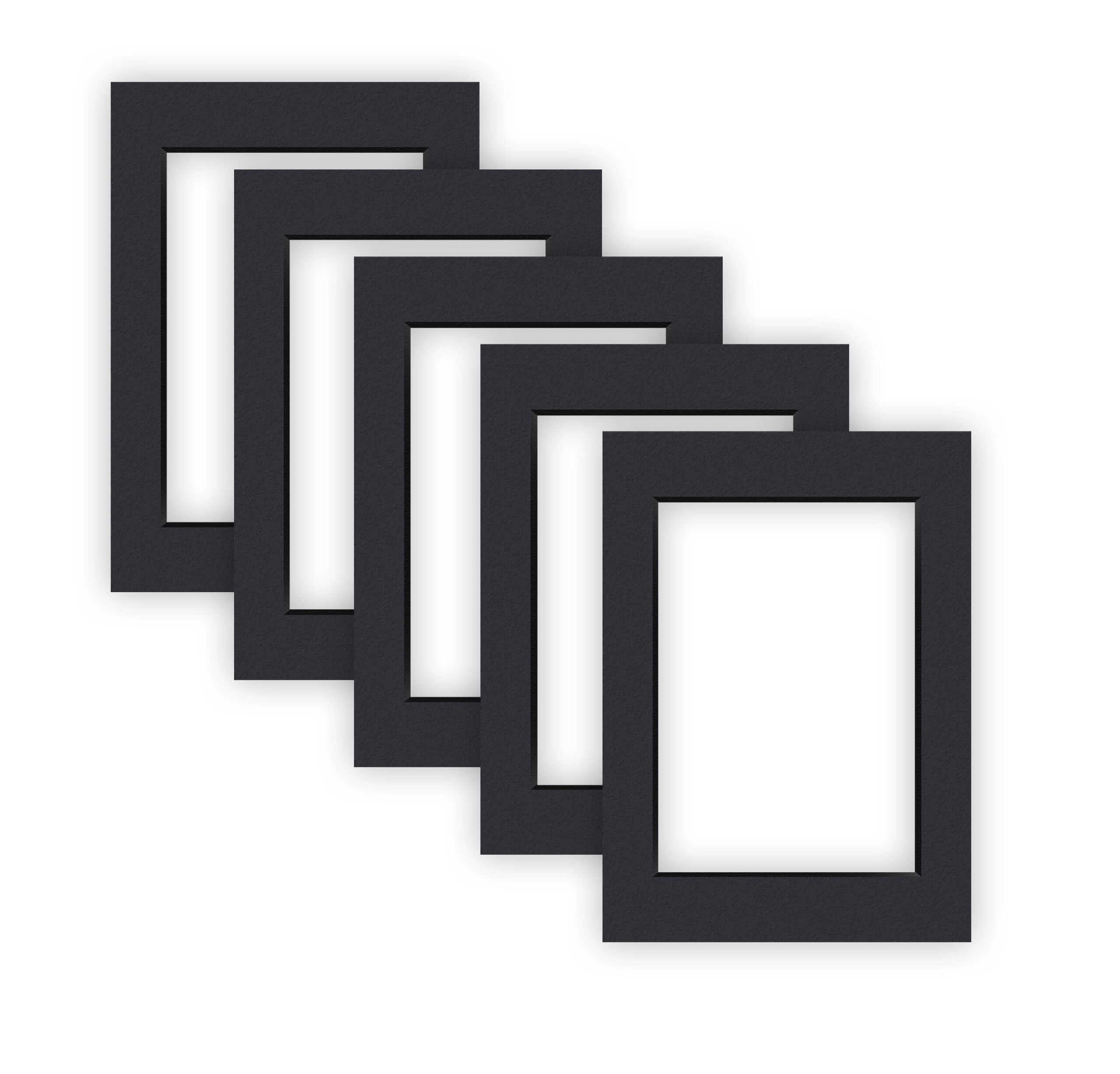 nielsen Conservation Passepartout Karton 1,5 mm | 5er Set | Außenformat 13x18 cm für Bildformat 9x13 cm | Schwarz | glatte Oberfläche