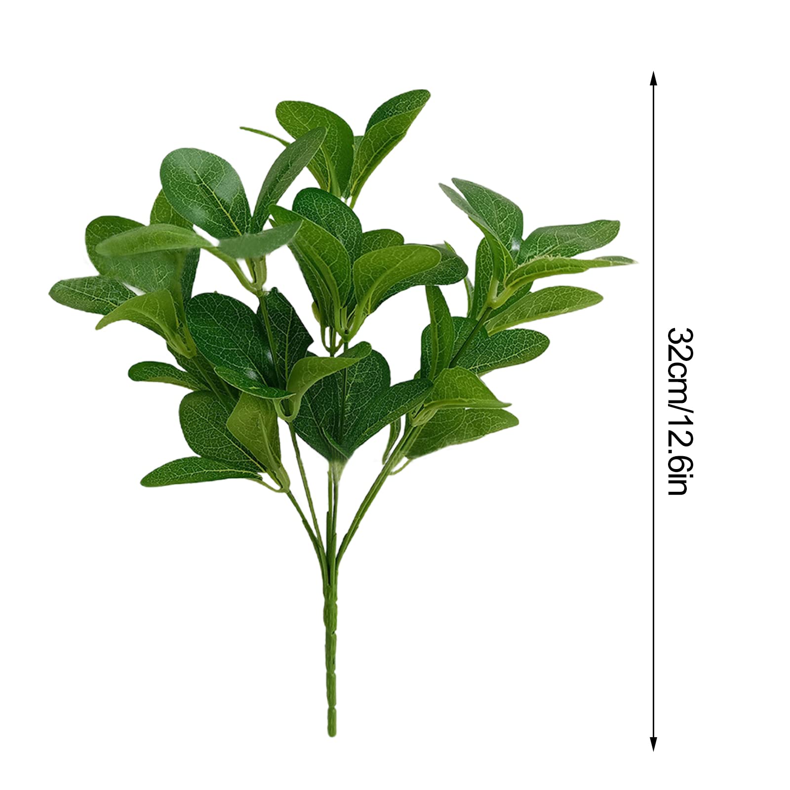 6 Pack Artificial Rhododendron Branch Stems, 12.6 Inch Fake Greenery Plants Twig Picks Green Leaves Branch for Home Office indoor Outside DIY-Wreath Decor