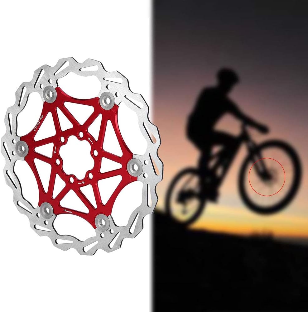 Brake Disc Rotors, Optional Size Mountain Bike Floating Brake Disc Rotor Cycling Bicycle Brake Pad(180mm-Red)