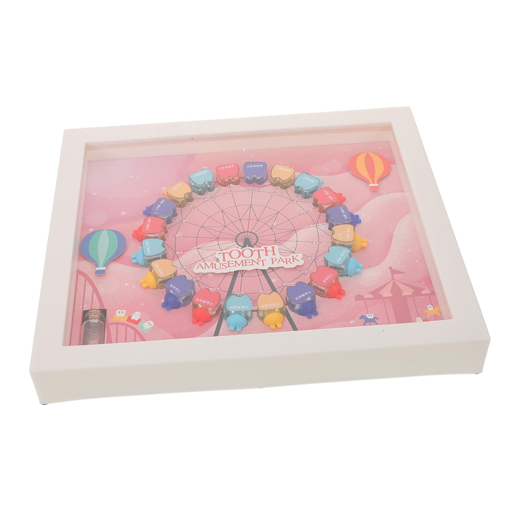BESTonZON Boîte à Dents de Lait pour Bébé, Grosse Roue en Plastique Compartiments de Rangement, Souvenir Décoratif pour Chambre D’garçon et Filles et Maison
