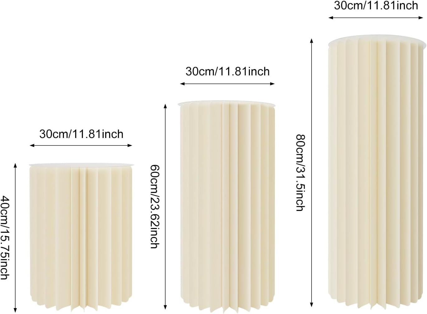 3PCS Cardboard Flower Stand, Foldable Centerpiece Display Freestanding Decor Pedestal Stand White Column Set Pillar Backdrop for Wedding Banquet Festival Party