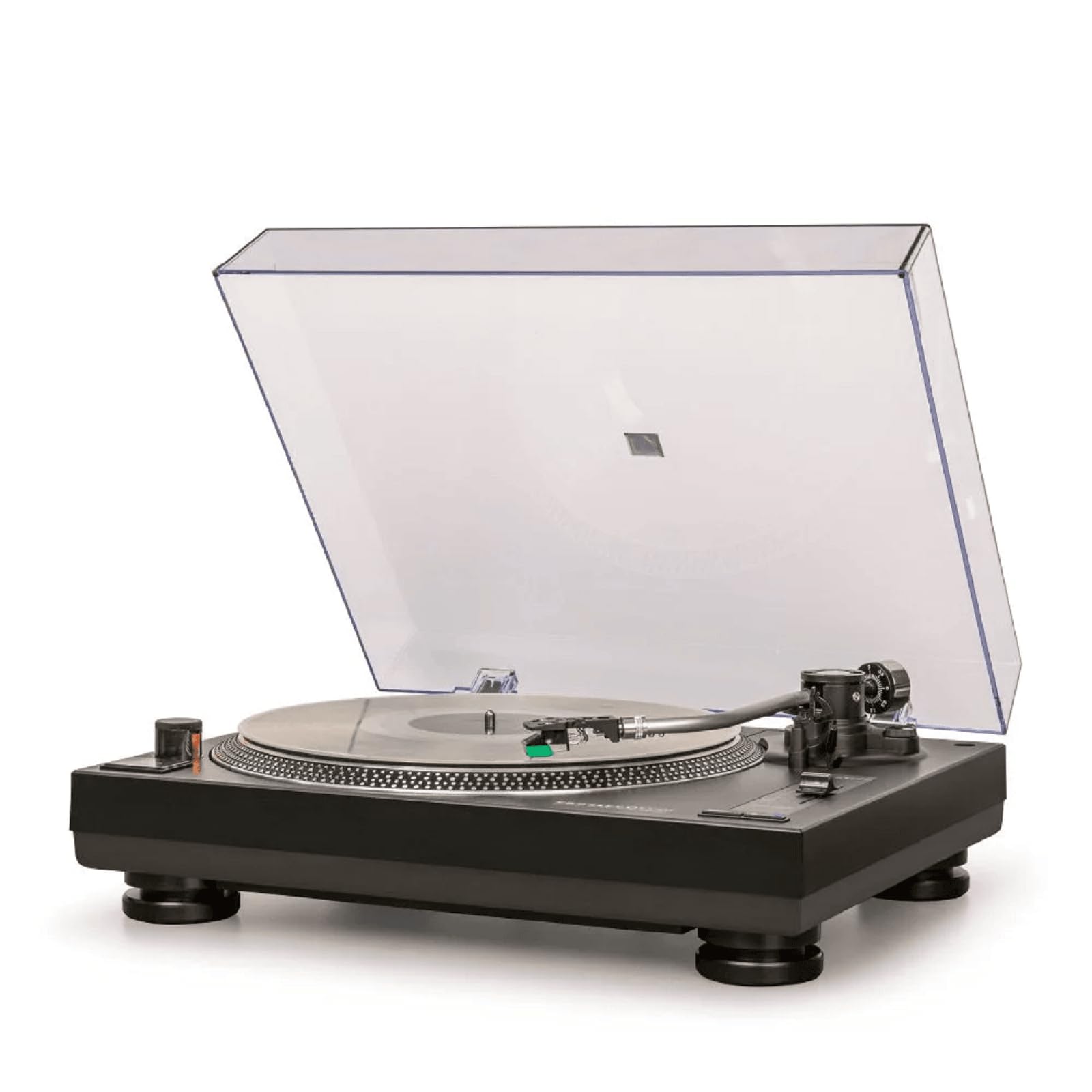 Crosley Giradischi C100BT - Lettore in vinile a 2 velocità, giradischi domestici per dischi in vinile, giradischi Bluetooth out, preamplificatore integrato, cartuccia audio-technica, nero