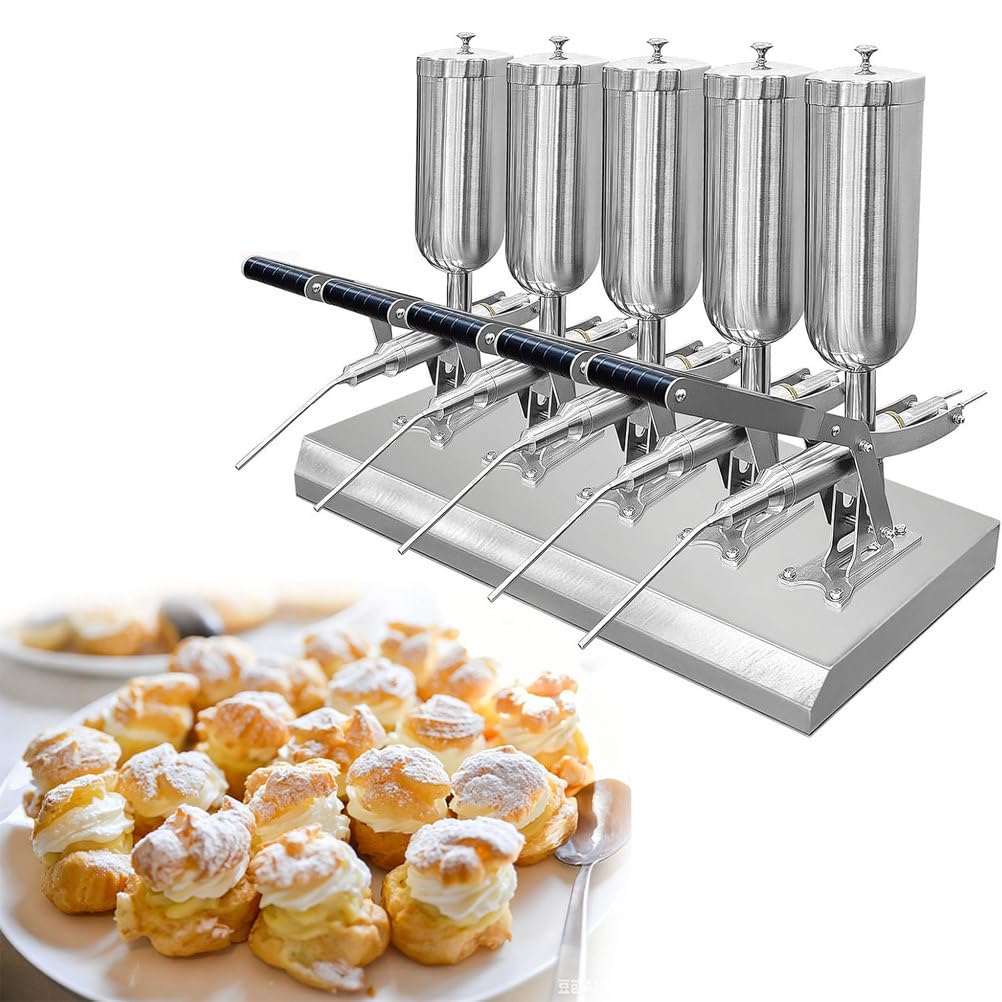 Rnqz One Color Commercial Donut Filler Machine, 5L Manual Donut Jelly Filler Injector Stainless Steel Jelly Cream Filling Machine For Kitchens Bakeries Restaurants