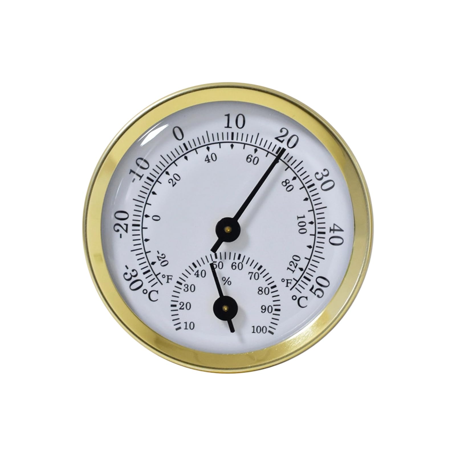 Mekalero Gold Stylish Round Hygrometer Thermometers With Base & Aluminum Frame Simple Installs Suitable For Various Locations Similar Hygrometer Thermograph