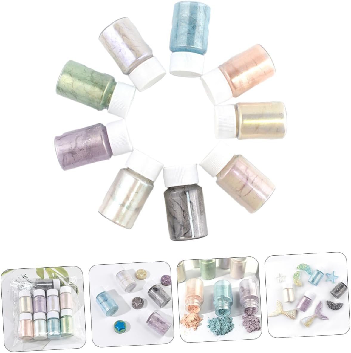27pcs Mica Powder Set Safe Cosmetic Pigment Supply Kit for Crafts Makeup Multi-Functional Color Pigment for Eyeshadow Blush Nail Art Non- Skin-Friendly