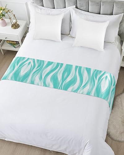 Miniatura 5 de Bufanda abstracta de color aguamarina, tamaño Cal King, manta de lujo para cama individual, matrimonial, Queen, King, pie de cama, dormitorio,