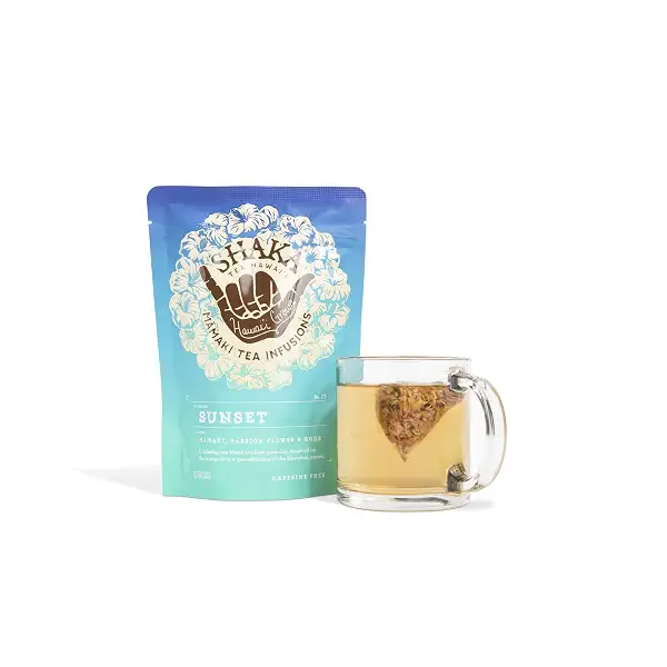 Shaka Tea Mamaki Hawaiian Dry Tea Sachets - Sunset - 15 Pack - Caffeine-free - Mamaki, Passionflower, Rose - 100% Plant-based Tea for Home Brewing with Biodegradable Sachets Made from Soilon 4