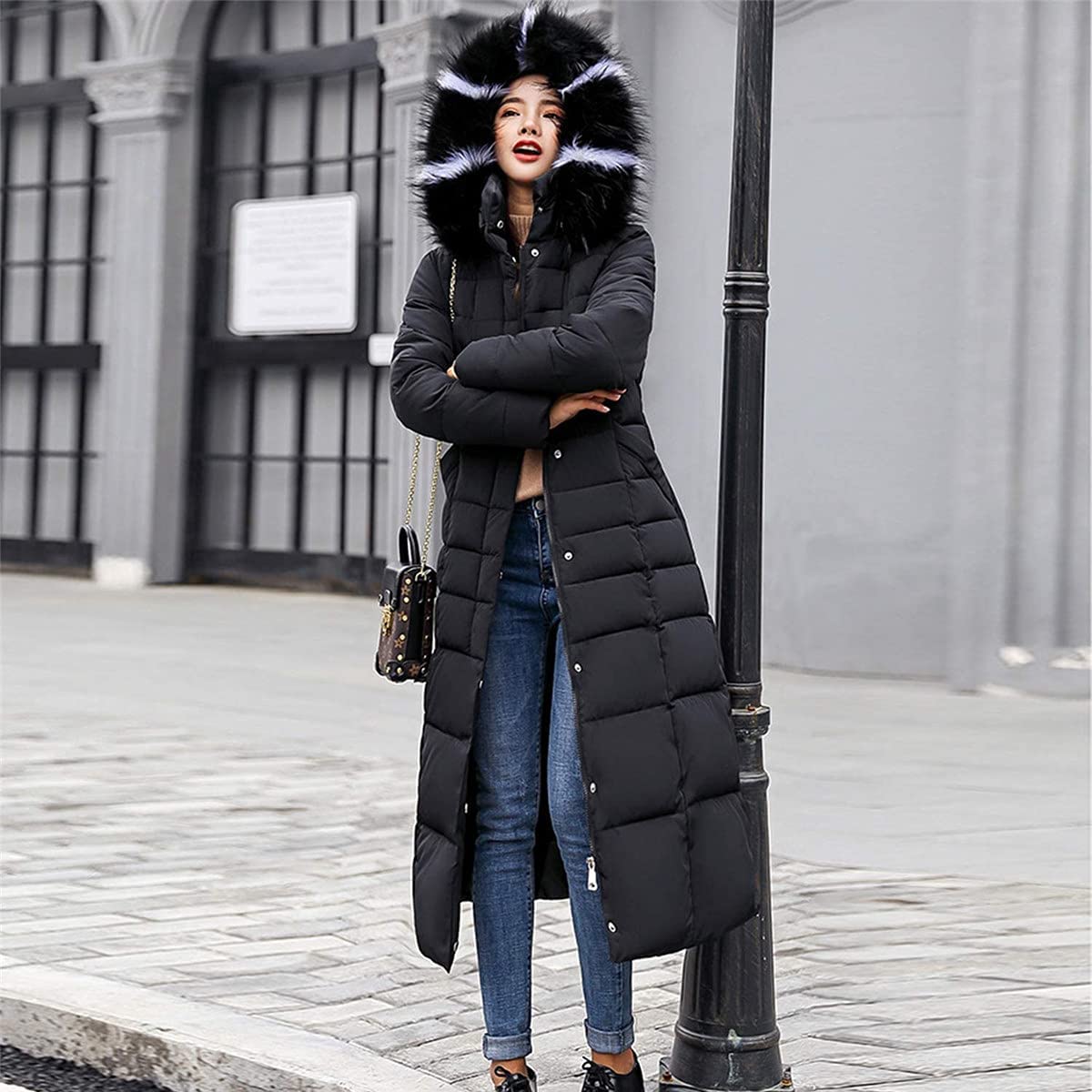 Onsoyours Femme Doudoune Longue Hiver Chaud Veste Matelassee Parka à Capuche Manteau Élégant Casual