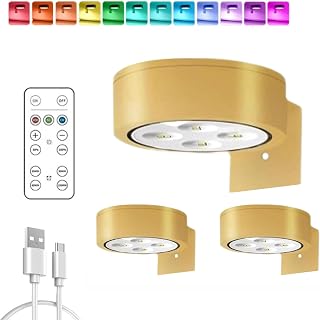 Luces de pared para cuadros, luz magnética para pintar con 13 modos de iluminación, luz magnética para cuadros sin taladro, inalámbricas recargables con control remoto (13 colores (dorado), 3Pcs)