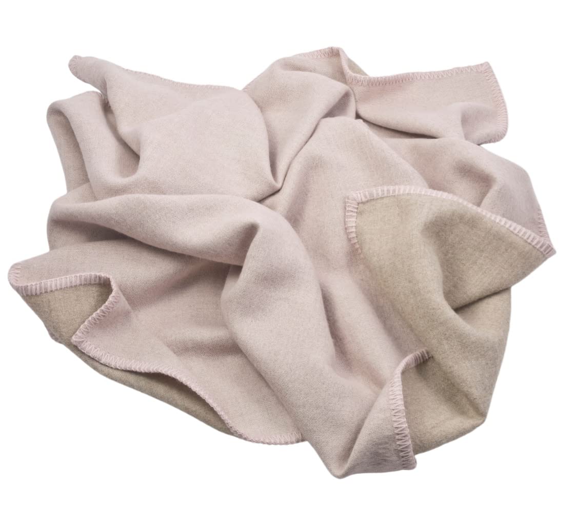 Generisch Coperta per neonati in 100% lana alpaca – ragazza – double face rosa tortora