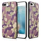 iPhone 7 Plus Leather Case, Xoomz Genuine Leather Camouflage Series Back Cover with TPU Frames in Ultra Slim Design Camo Cases with Metal Plate for Apple iPhone 7 Plus (Marsh Camo)