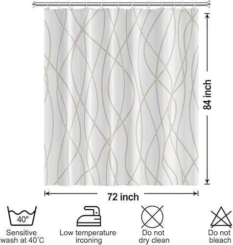 Miniatura 153 de Cortina de ducha pequeña a rayas gris claro degradado para baño, 36 x 72 pulgadas, juego de cortina de ducha geométrica para cabina de RV con Gris