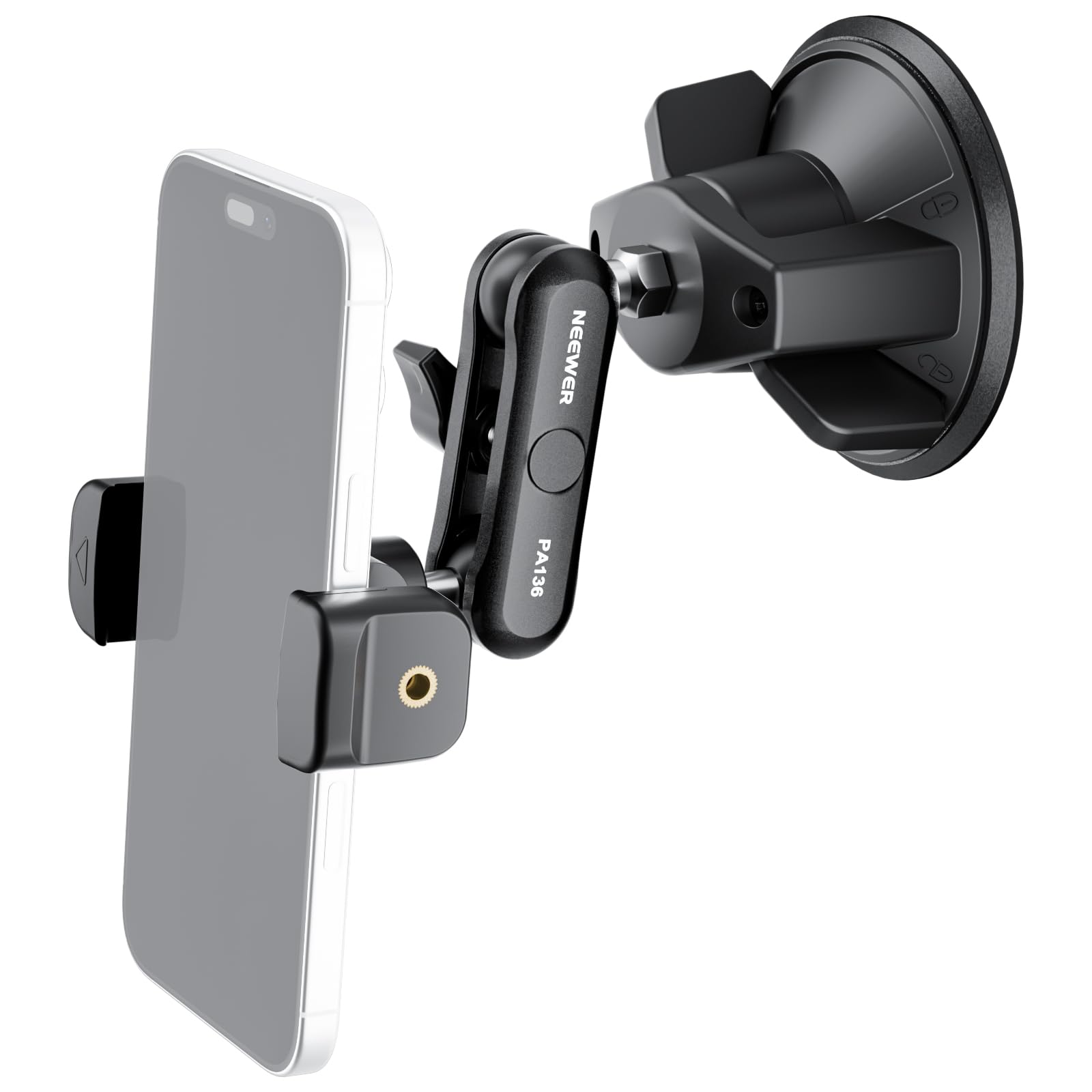 NEEWER Phone Holder for Your Car 360 Rotating Vacuum Suction Cup Metal Cell Phone Mount Magic Arm Compatible