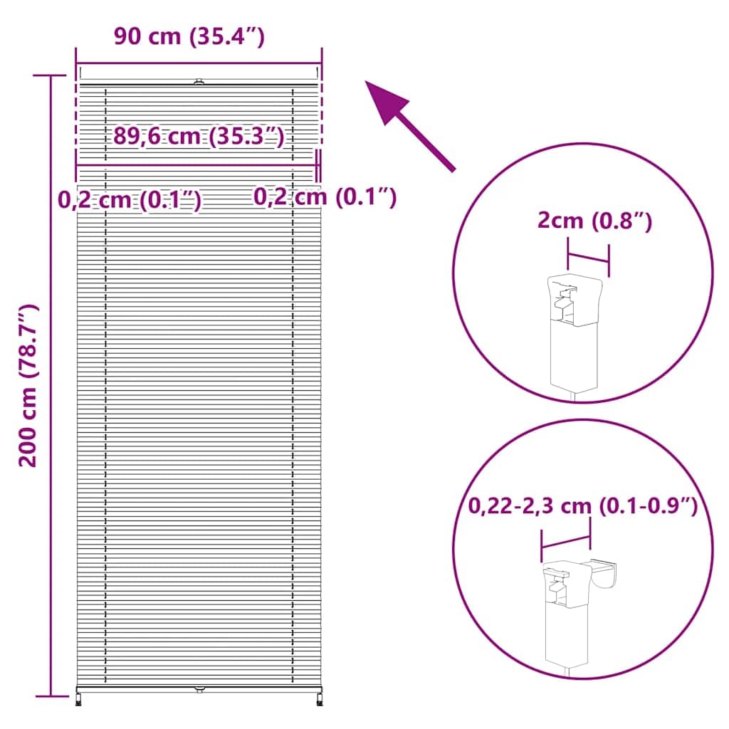 Verdunklungsplissee 90×200 cm Weiß, Jalousie mit Klemmfix Befestigung, Blickdichtes Rollo für Fenster, Balkon- und Dachfenster, Lichtdurchlässig und Abdunkelnd für Wohn- und Schlafzimmer