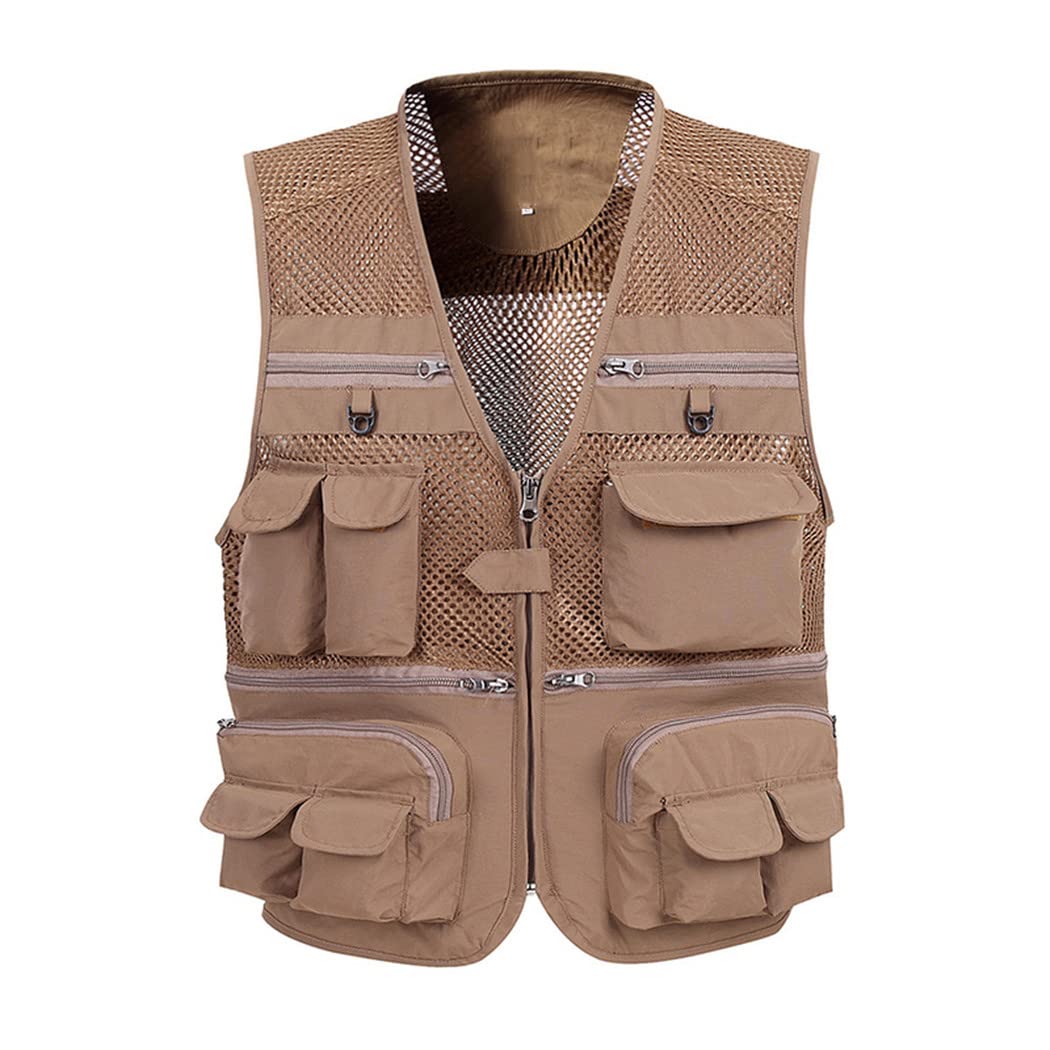 Chaleco de malla de verano para hombre, chaleco de múltiples bolsillos, casual, para primavera, otoño, casual, delgado, transpirable, con muchos bolsillos