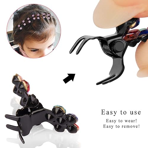 Miniatura 5 de Jaciya 65 pinzas para el pelo de garra pequeña, mini pinzas para el cabello para niñas, mini accesorios coloridos para el cabello para mujeres,