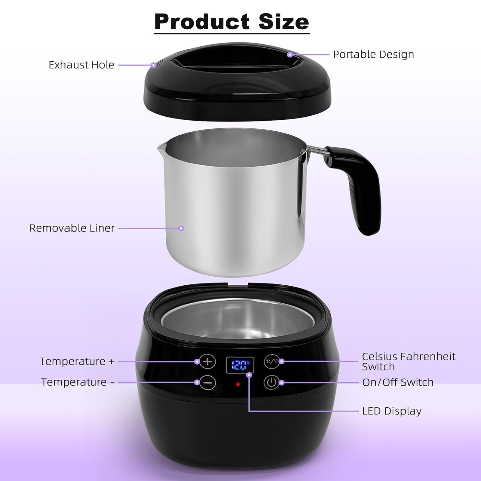 1l Pentola Elettrica Per La Creazione Di Candele Di Cera Con Display Digitale Della Temperatura, Kit Per La Creazione Di Candele Con Fonditore Di Cera In Alluminio, Per Candele Profumate Fai Da