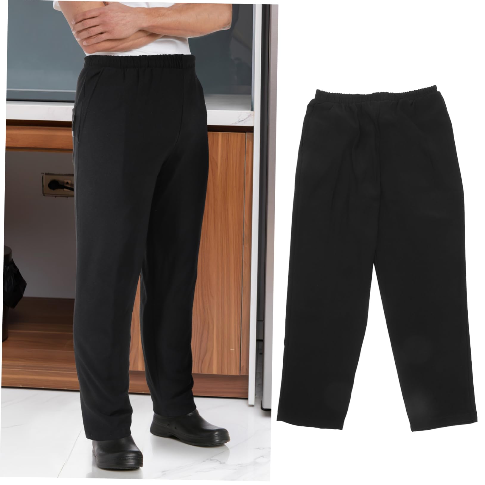 Pantaloni Taglia XXL Traspiranti da Cuoco Neri in Poliestere