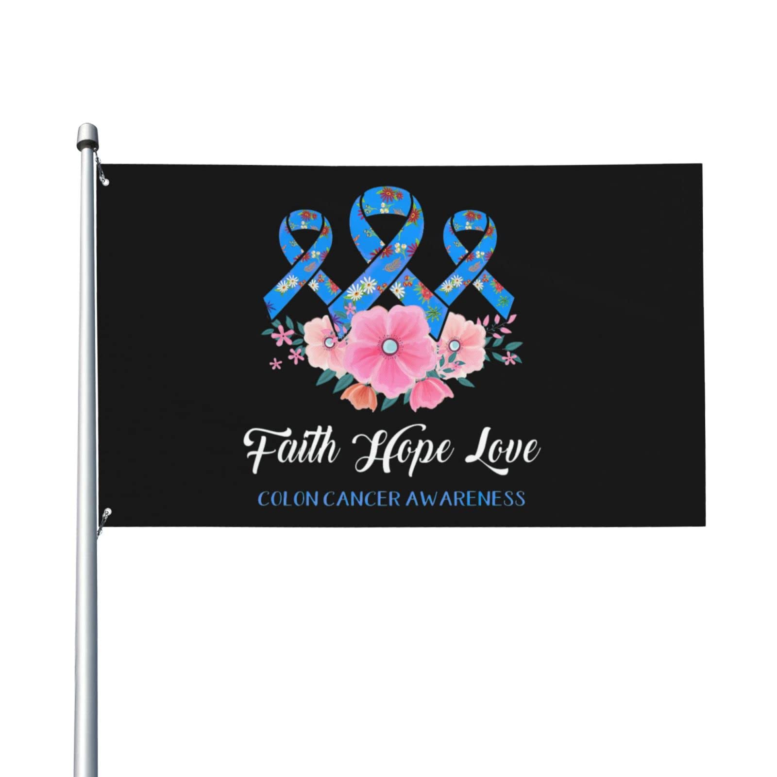 Faith Hope Love Colon Cancer Awareness Flag 3x5 Ft One Side Outdoor Farmhouse Yard Sign Garden Decorative Flag With Brass Grommets