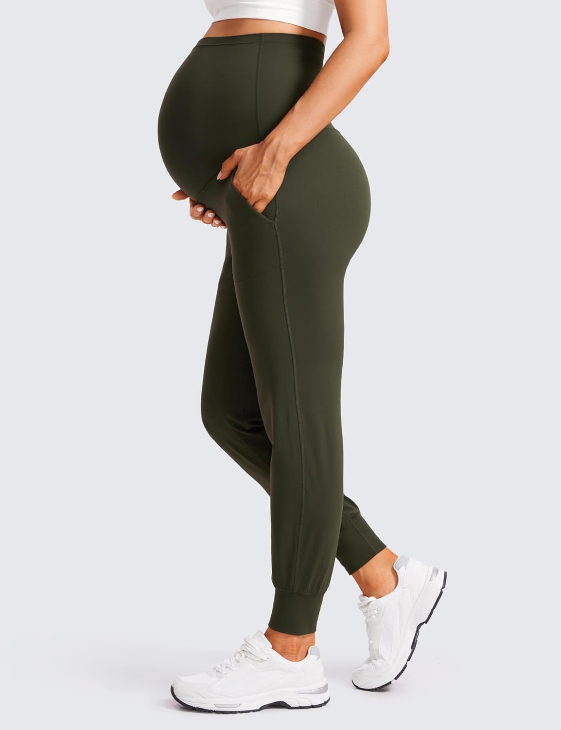 CRZ YOGA Butterluxe Maternity Joggers Pockets 27" - Workout Active Yoga Pregnancy Womens Pants Over The Belly Soft - Image 4