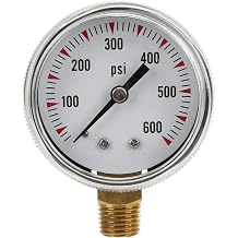 Y50 Radial Pressure 0 600psi with 1/4in NPT Brass Connection for Air Oil Water Hydraulic Pressure Measurement in Well Pumps Swimming Pools