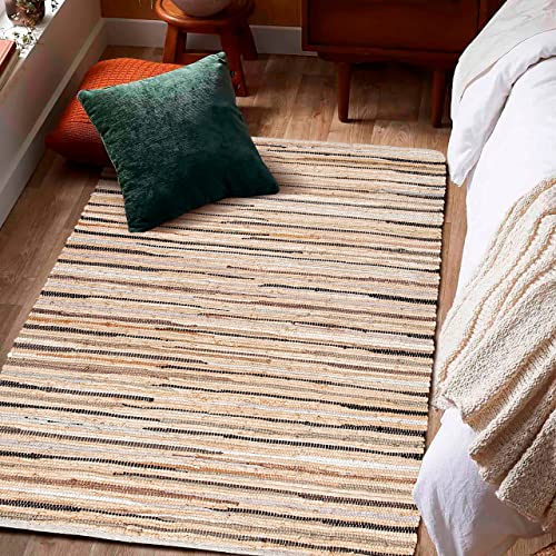 100% Cotton Rag Rug 3X5' Multicolor Chindi Rug - Hand Woven & Reversible For Living Room Kitchen Entryway Rug - Linen,Kitchen Rugs, Farmhouse Rugs, Rugs For Living & Bedroom,Woven Rugs #TOP2