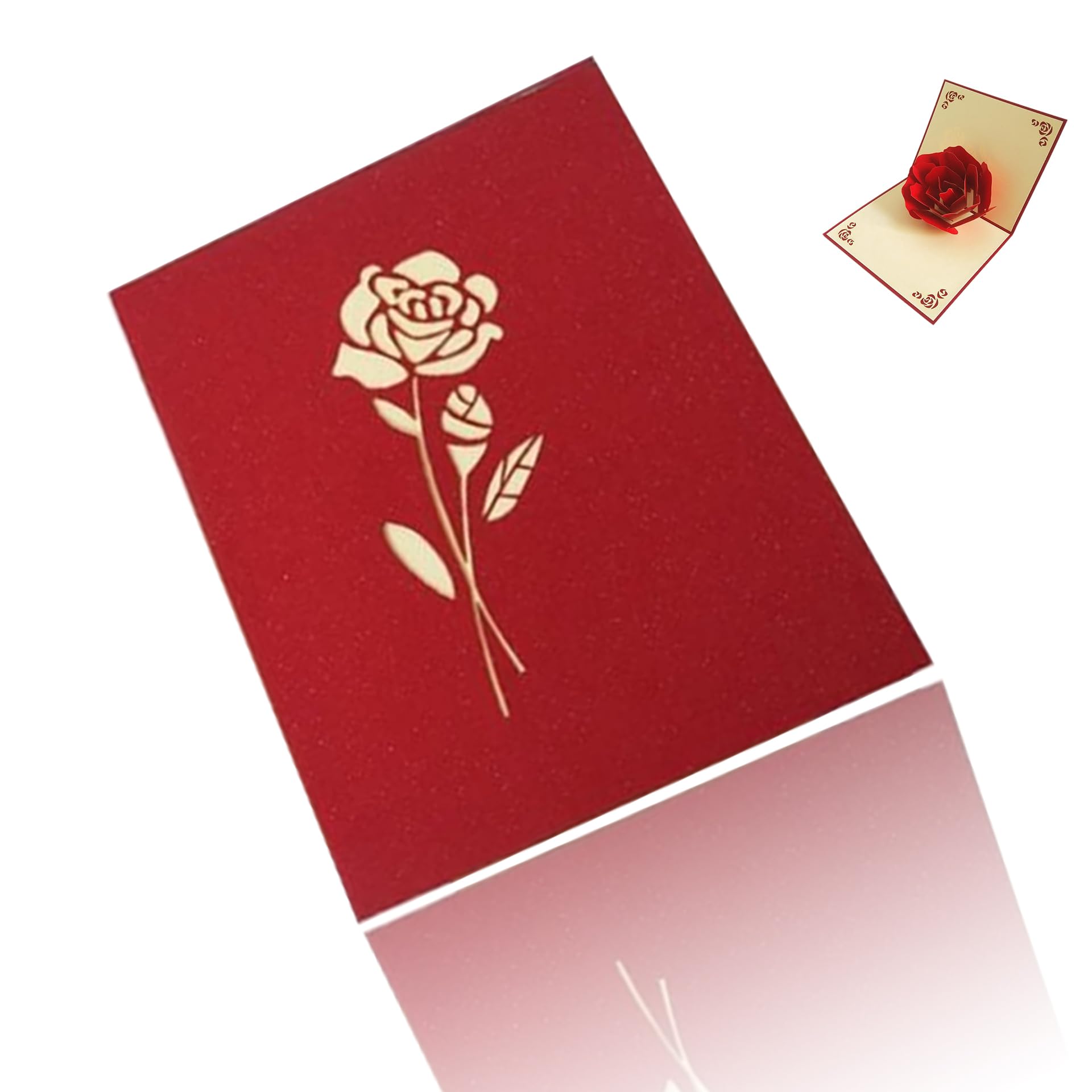 – Niman® 3D Pop-Up Rose Greeting Card – Valentine’s Day, Mother’s Day, Anniversary, Birthday Card for Mom, Wife, Husband – Includes Envelope (Color Random)
